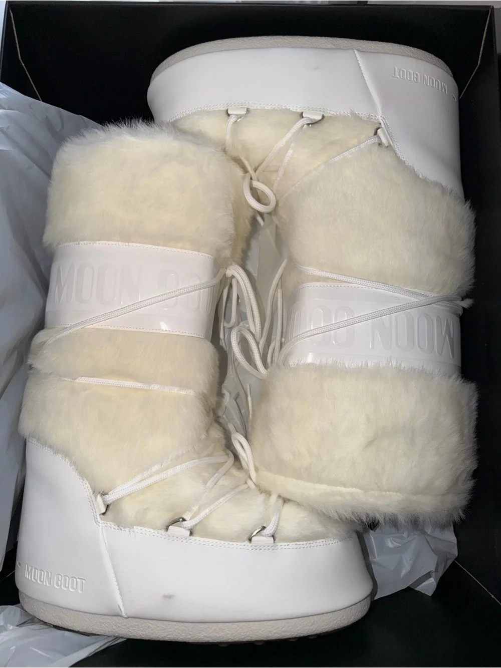Moon Boot Icon Faux Fur Optical White NWT w/ Box Women’s US 10–11.5
